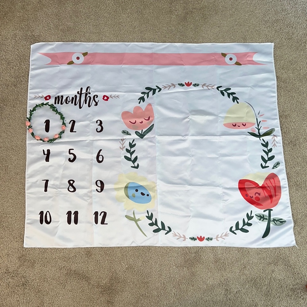 12-month Baby Girl Milestone Photo Op Blanket